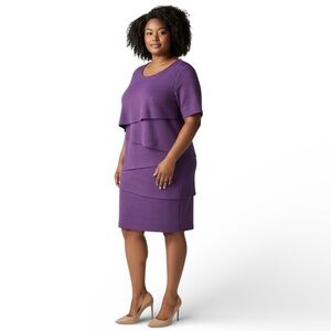 Connected Apparel Rich Purple Tiered Dress